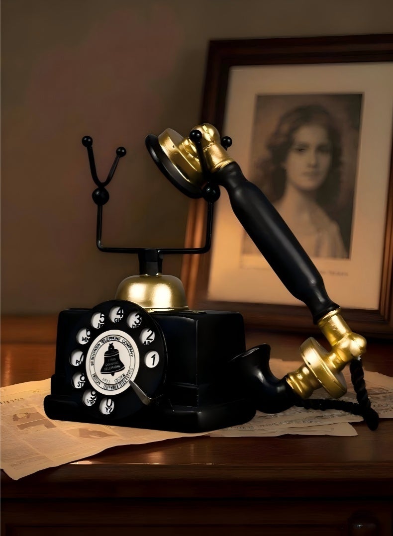 JUNYOUK Elegant Vintage-Style Decorative Telephone – Antique Resin Rotary Phone Replica, Perfect for Home and Bar Décor, Study Room Display, Nostalgic Photography Props, and Unique Gifts for Weddings, Graduations, and Special Occasions - Image 3